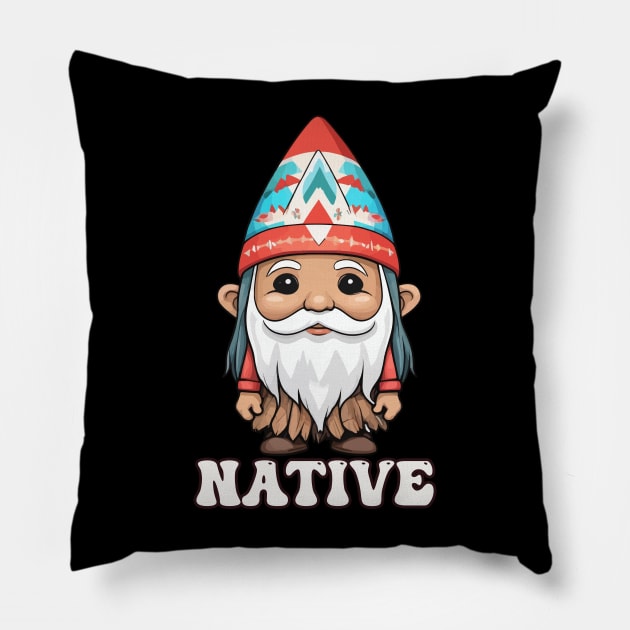 Kawaii Native American Indian Gnome Pillow by Rishirt