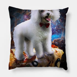 Galaxy Space Poodle Dog On Pizza Pillow