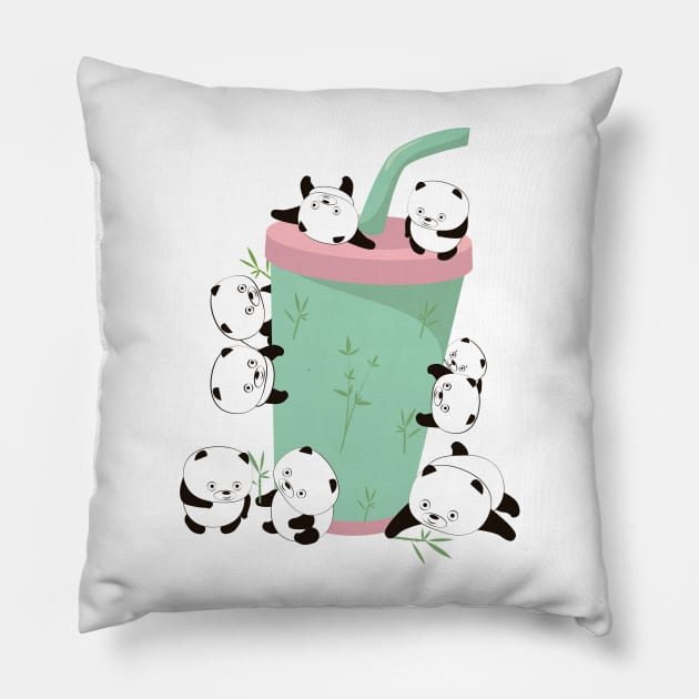 Cute pandas Pillow by CraftCloud