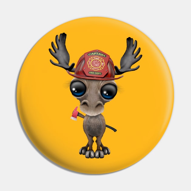 Cute Baby Moose Firefighter Pin by jeffbartels