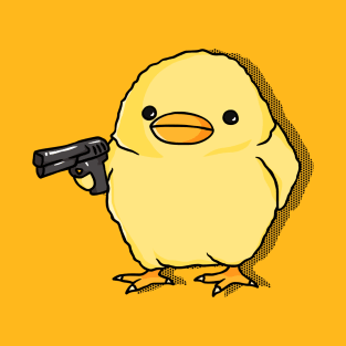 Angry Yellow Chicken Baby With Gun T-Shirt