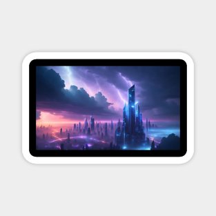 Futuristic city with beautiful sky landscape Magnet