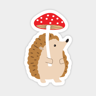 Hedgehog holding a mushroom Magnet