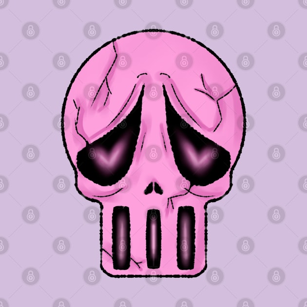 Pink Sad Skull with Hearts in Eyes. Skull in Love. Halloween Skull. by LinoLuno