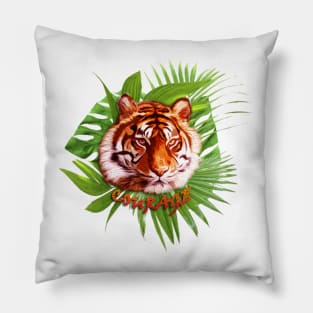 Courage Of A Tiger Pillow