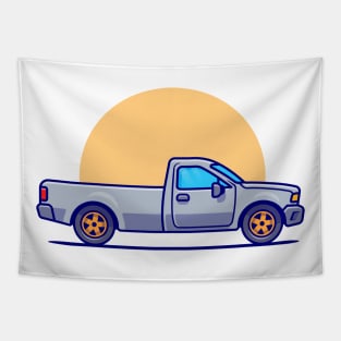 Pick Up Car Cartoon Illustration Tapestry