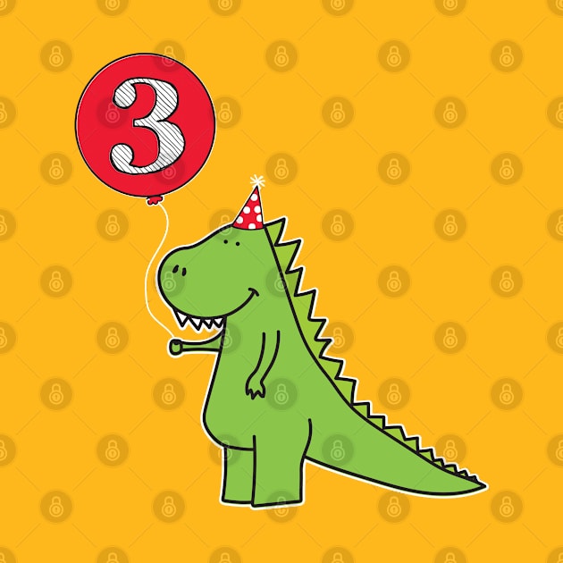 Kids 3rd Birthday Dinosaur Shirt by HungryDinoDesign