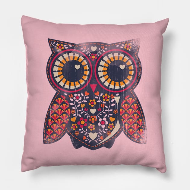 Cute floral owl Pillow by Josephsfunhouse