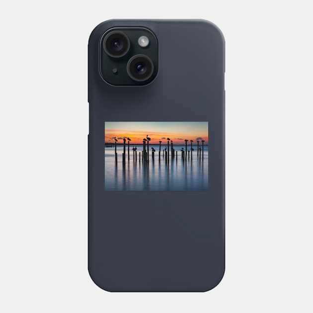 Pelican Silhouettes at Sunset Phone Case by mcdonojj