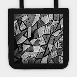 Stained glass in black and gray Tote