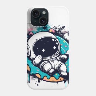 Street art Kawaii astronaut resting on donut Phone Case