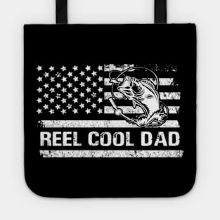 Mens Reel Cool Dad American Flag Fisherman Daddy Father's Day Gifts Fishing Tote