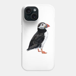 Puffin colored pencil drawing Phone Case