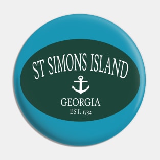 St Simons Island Georgia Sea Islands Anchor Dark Green Pin
