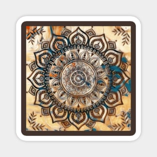 Fluid Art Design - Flip Cup Technique - Brown Mandala Magnet