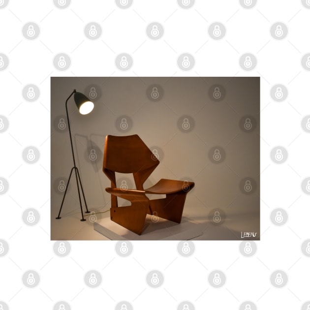 this design in a furniture chair in vintage minimalism art ecopop photograph by jorge_lebeau