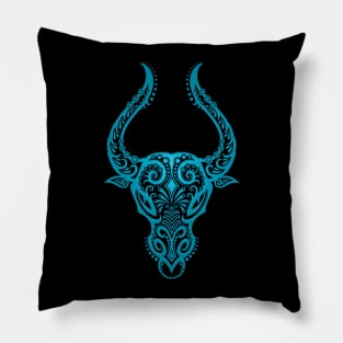 Blue Taurus Zodiac Sign Pillow