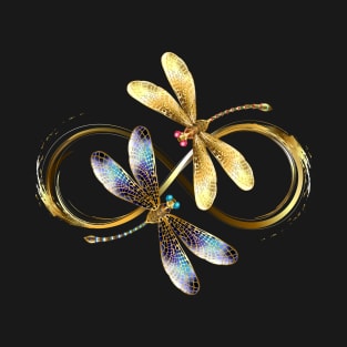 Infinity with Two Golden Dragonflies T-Shirt