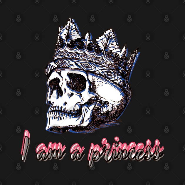 skull with crown - I am a princess by Elizzart