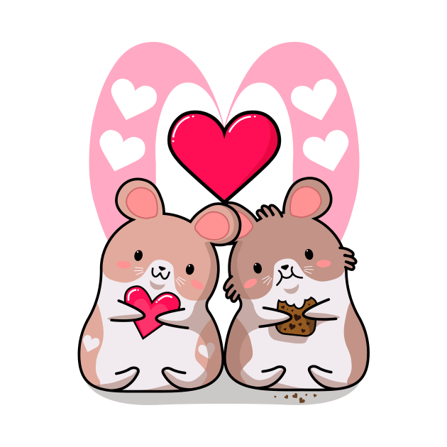 kawaii style, lovers mice, Valentine's day, cute kawaii mice. by SK1X