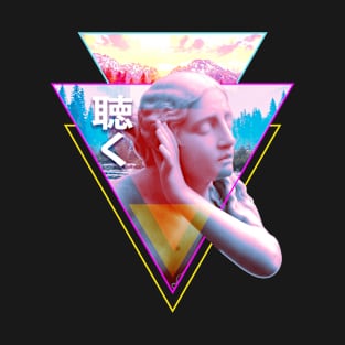 Greek Statue Listening Vaporwave Aesthetic Listen T-Shirt