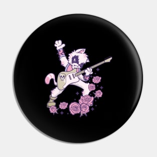 Pastel Goth Kawaii Heavy Metal Cat Guitarist Guitar Playing Pin