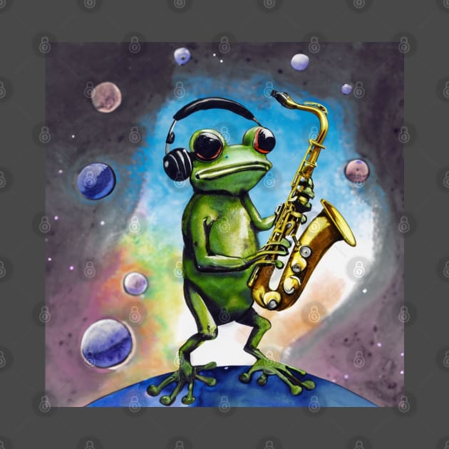 Sax Frog in Space by Multiplanetary Studios