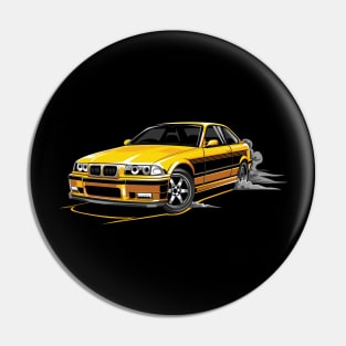 M3 E36 Car Illustration Yellow Pin