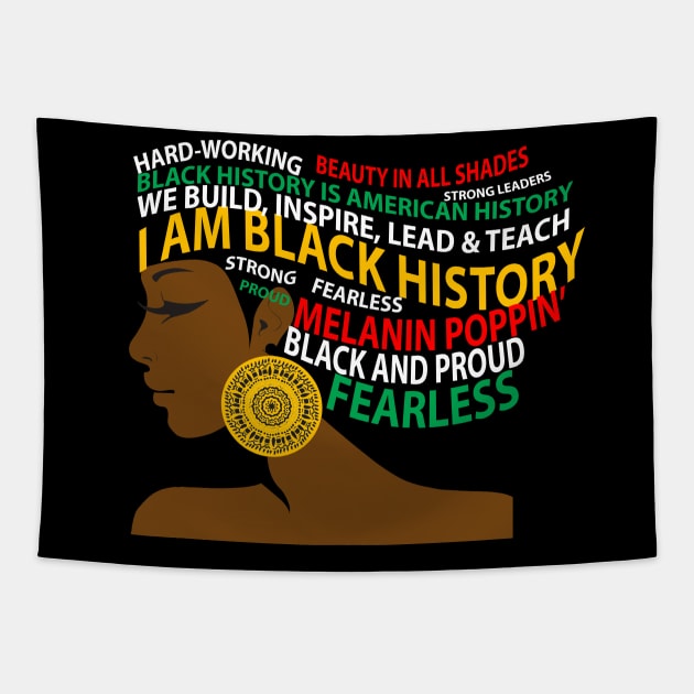 I Am Black History African Woman Tapestry by blackartmattersshop