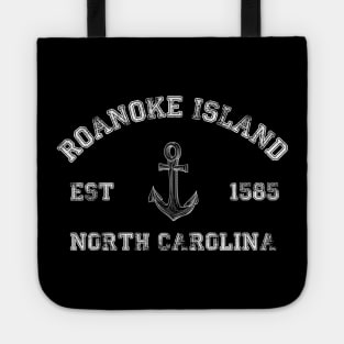 Roanoke Island, North Carolina Vintage Nautical Anchor Retro Tote