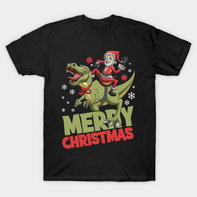 Discover Santa Claus T-rex Dinosaur Merry Christmas - Christmas - T-Shirt