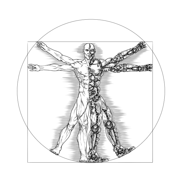 The Cybernetic Renaissance: The Vitruvian Cyborg by Holymayo Tee