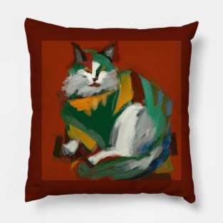 Calico Cat Painting in the Style of Cezanne Pillow