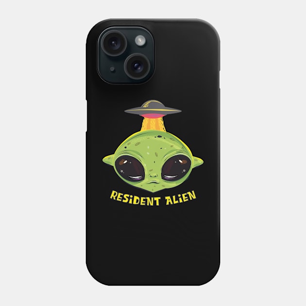 Resident Alien Head and UFO Phone Case by Svetlanarto_printables