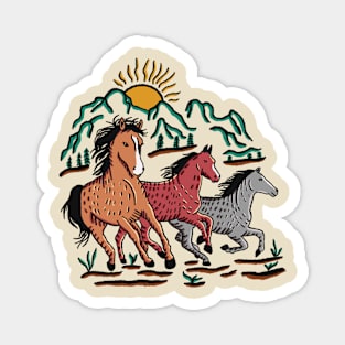 A Trio of Wild Stallions Magnet