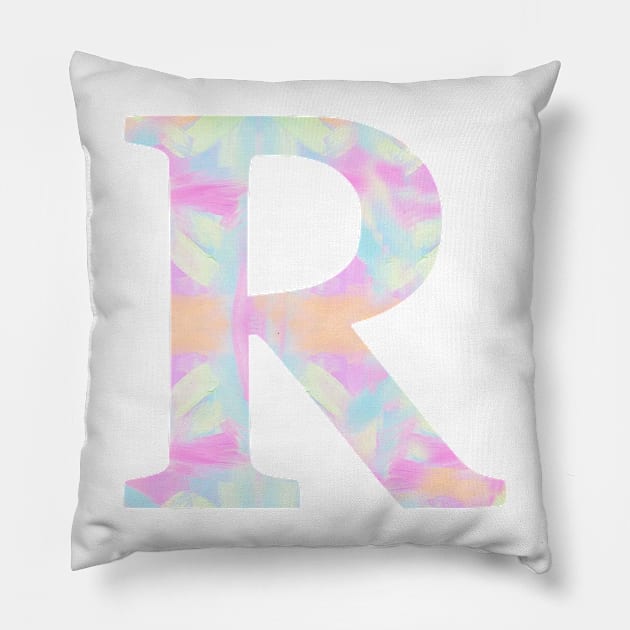 The Letter R Rainbow Design Pillow by Claireandrewss