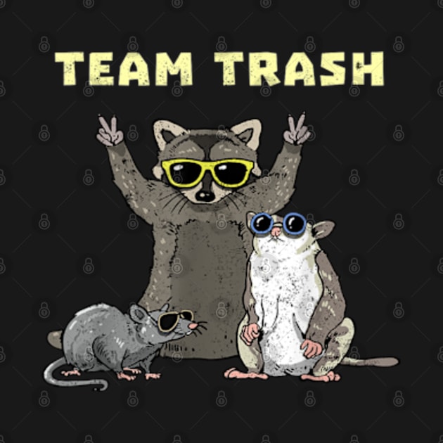 Team Trash Opossum Raccoon Rat, Funny Animals Garbage Gang by YolandaRoberts