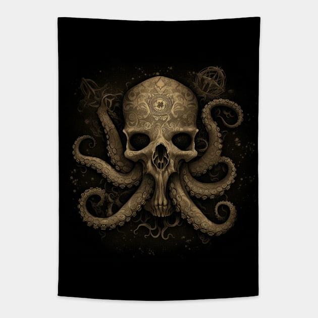 Eldritch Whispers - Vintage Skull Grasp Tapestry by SzlagRPG