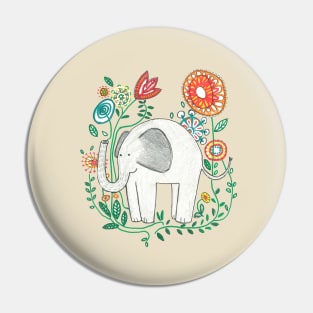 Elephant Among Flowers Pin