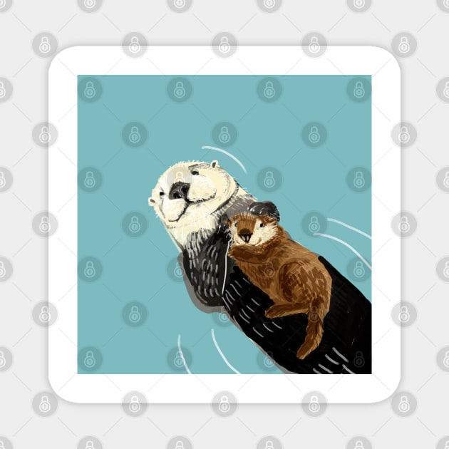 Mother sea otter Magnet by belettelepink