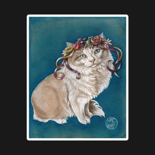 Kitty in Flower Crown - White Outlined Version T-Shirt