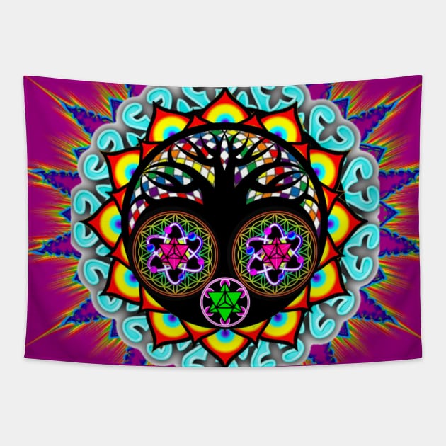 Shift Alt Paradigm Sacred Geometry Science Merkaba Tree of Life Flower of Life Atom Logo Tapestry by ShiftAltParadigm