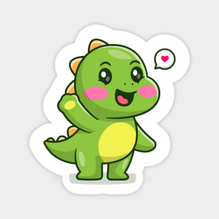 Cute baby dinosaur waving hand cartoon Magnet