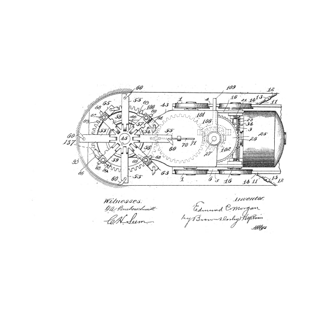 Mining Machine Vintage Patent Hand Drawing by skstring