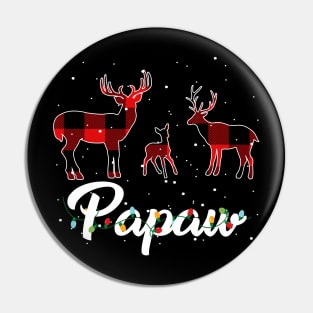 Papaw Reindeer Plaid Pajama Shirt Family Christmas Pin