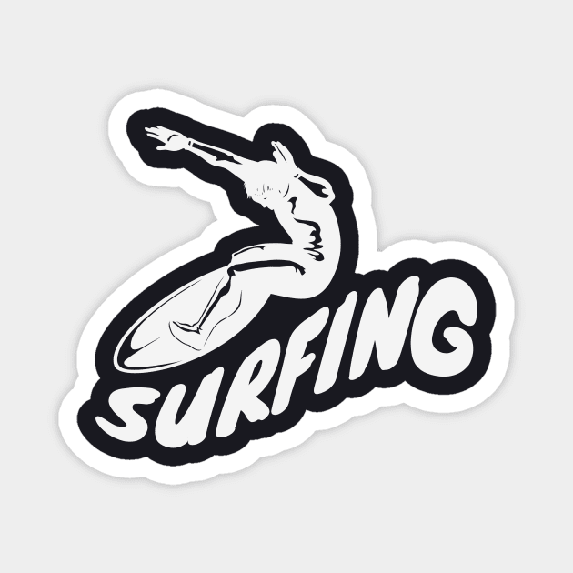 Surfer on Surfboard Magnet by Foxxy Merch