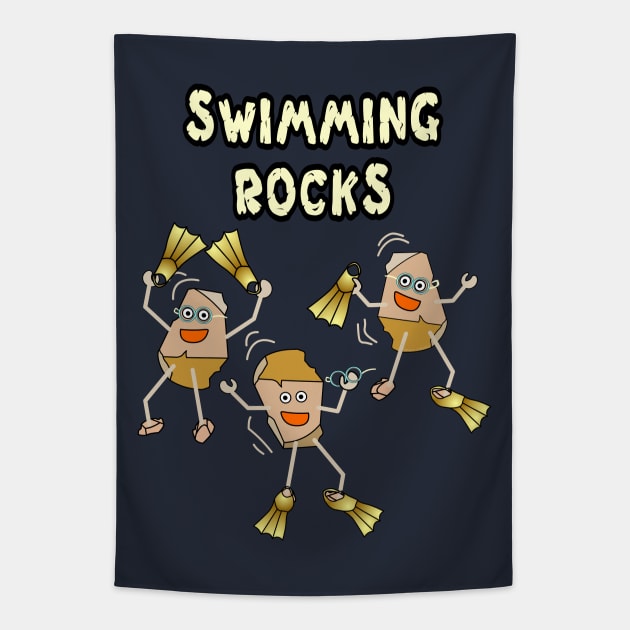 Swimming Rocks Text Tapestry by Barthol Graphics