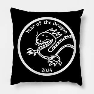 Year of the Dragon 2024 Portrait White Line Pillow