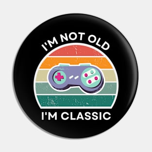 I'm not old, I'm Classic | Game Controller | Retro Hardware | Vintage Sunset | '80s '90s Video Gaming Pin