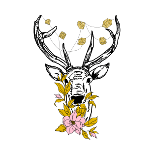 Deer with crystals and flowers T-Shirt